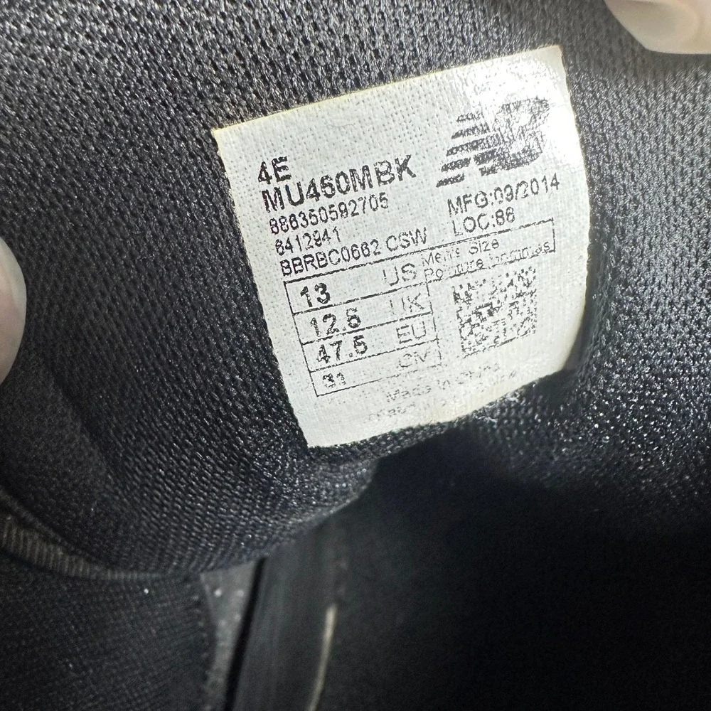 New Balance MU460MBK Umpire Plate Shoes Mens 13 4E Black MLB Leather Guard